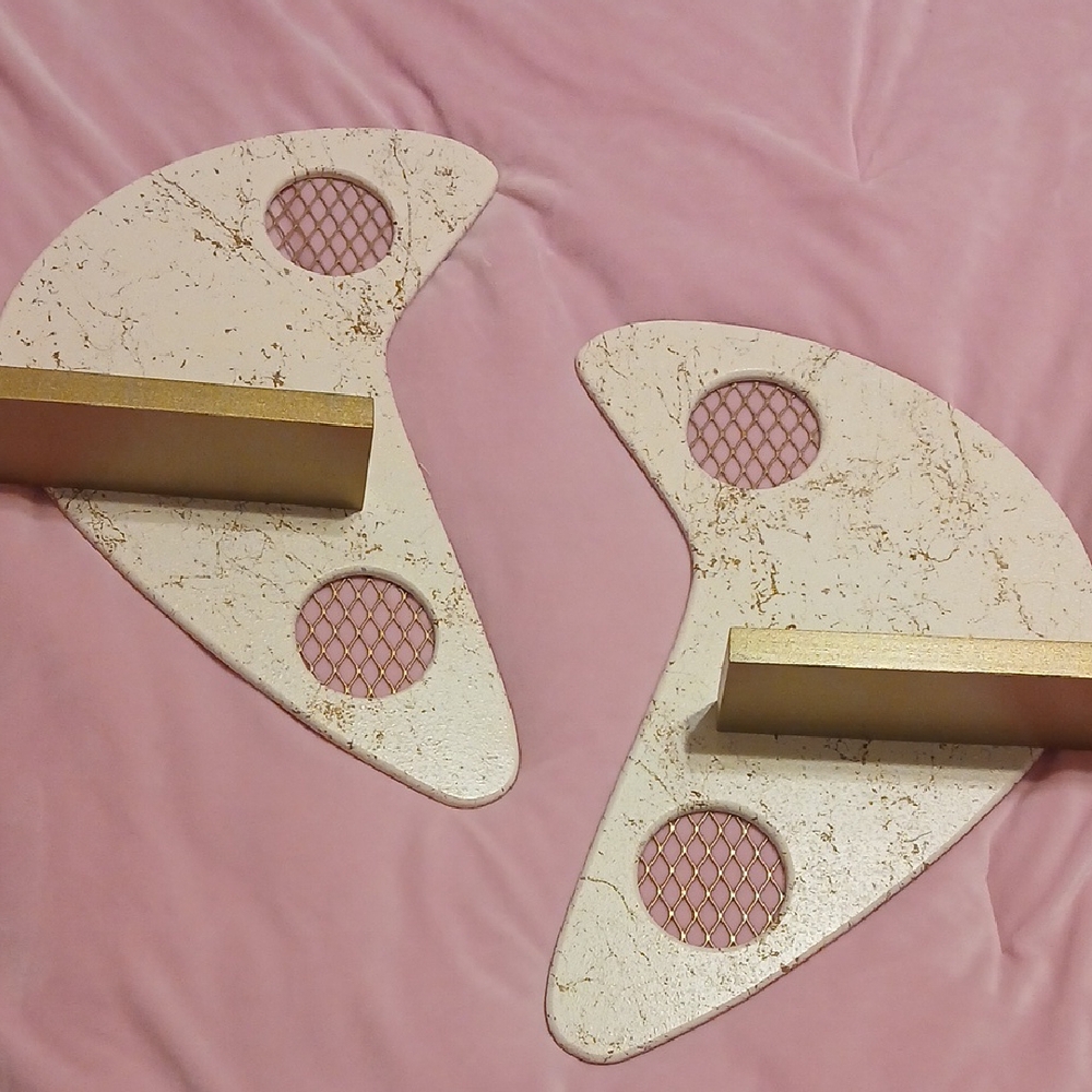 Artistic Gold and Cream Wall Shelves